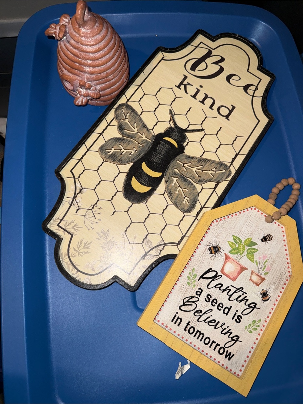 Bee Kind Wall Decor Sign, hang planting sign, beehive
